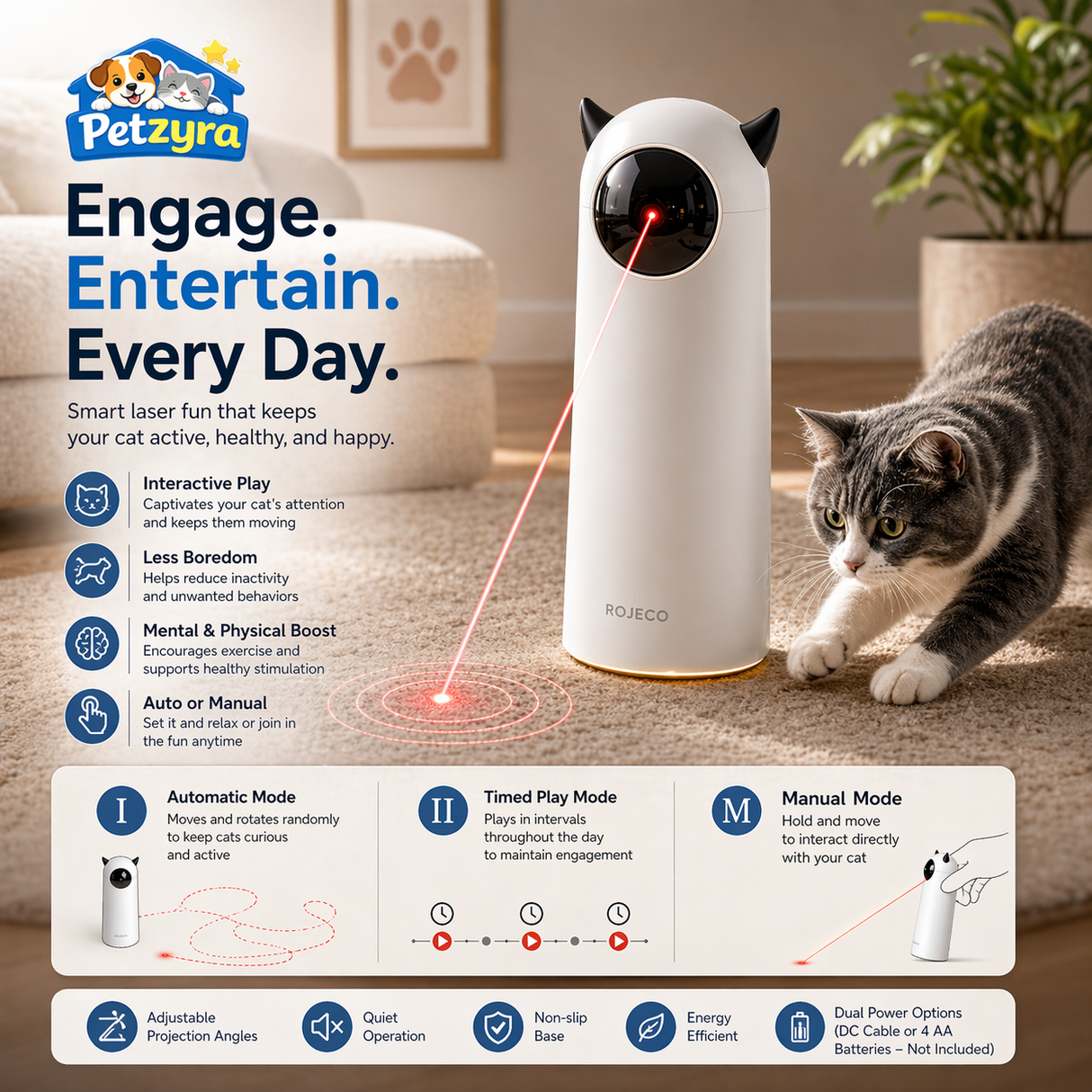 Automatic Laser Cat Toy - Interactive Exercise Toy