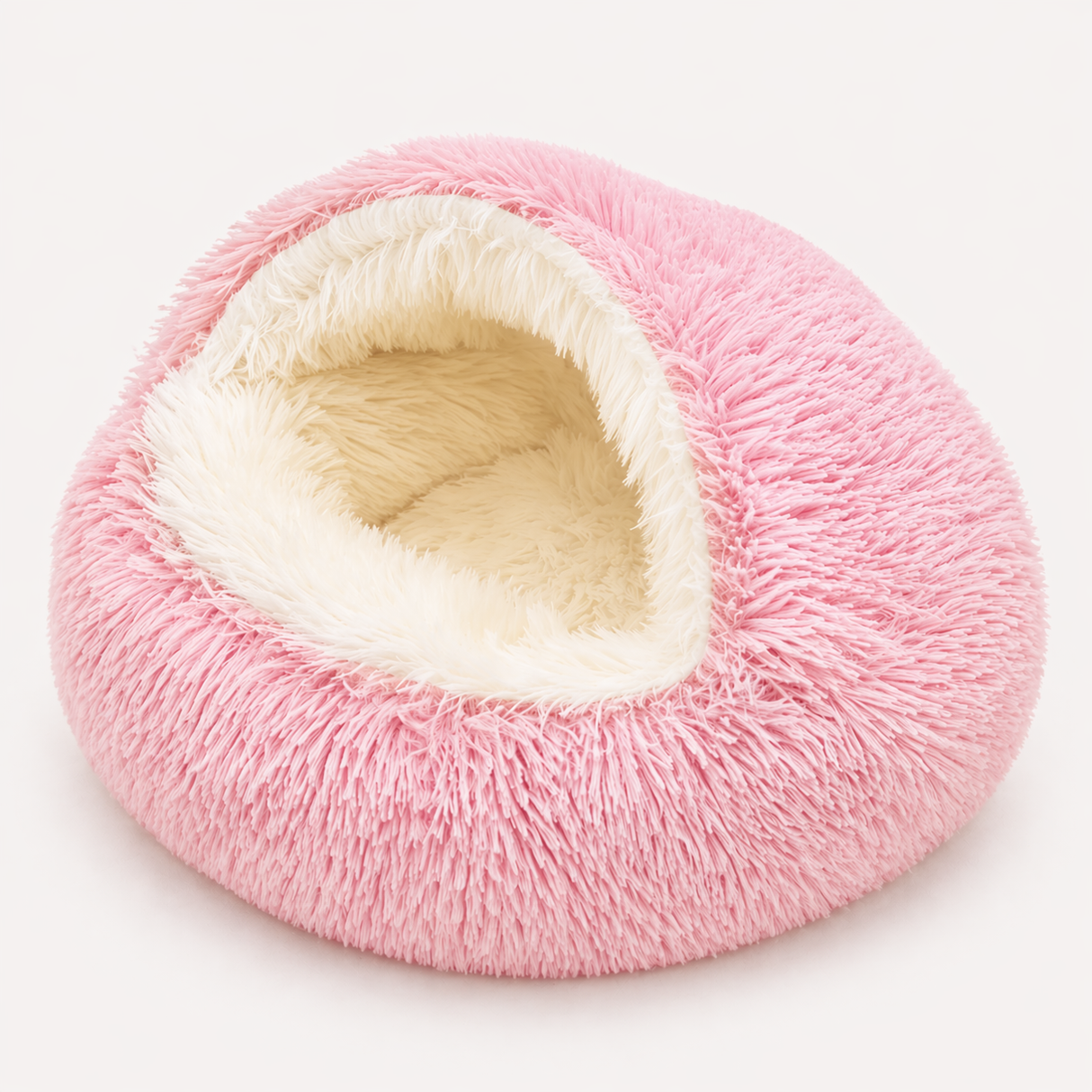 2-in-1 Plush Pet Cave Bed - Covered Nest for Cats & Small Dogs