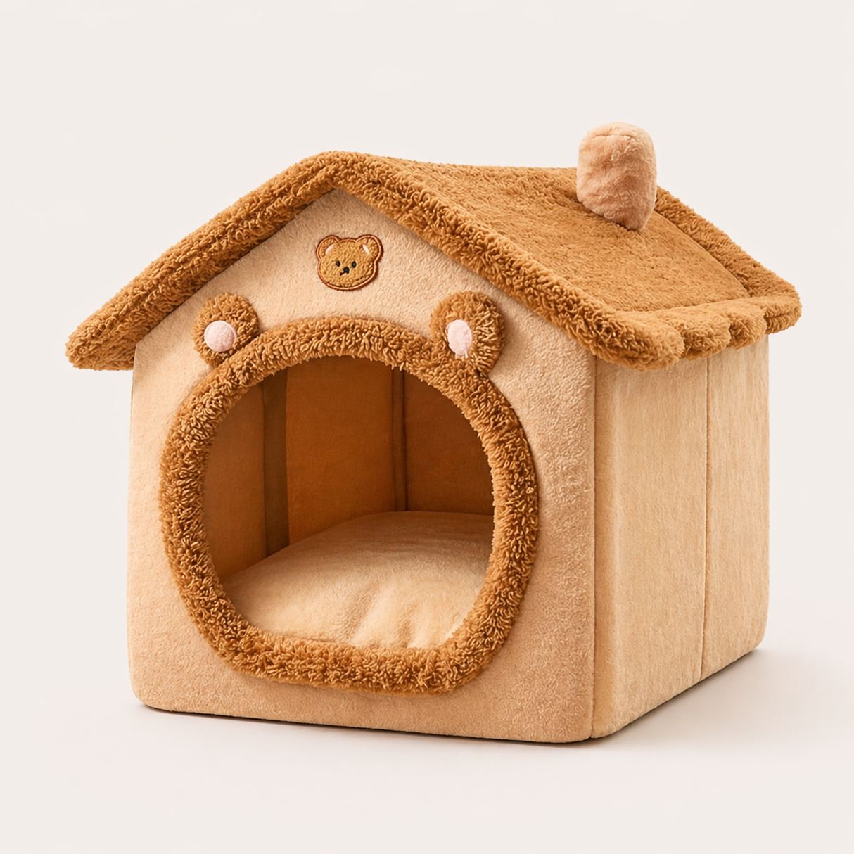 All-Season Pet House Bed - Warm Covered Bed for Cats & Dogs