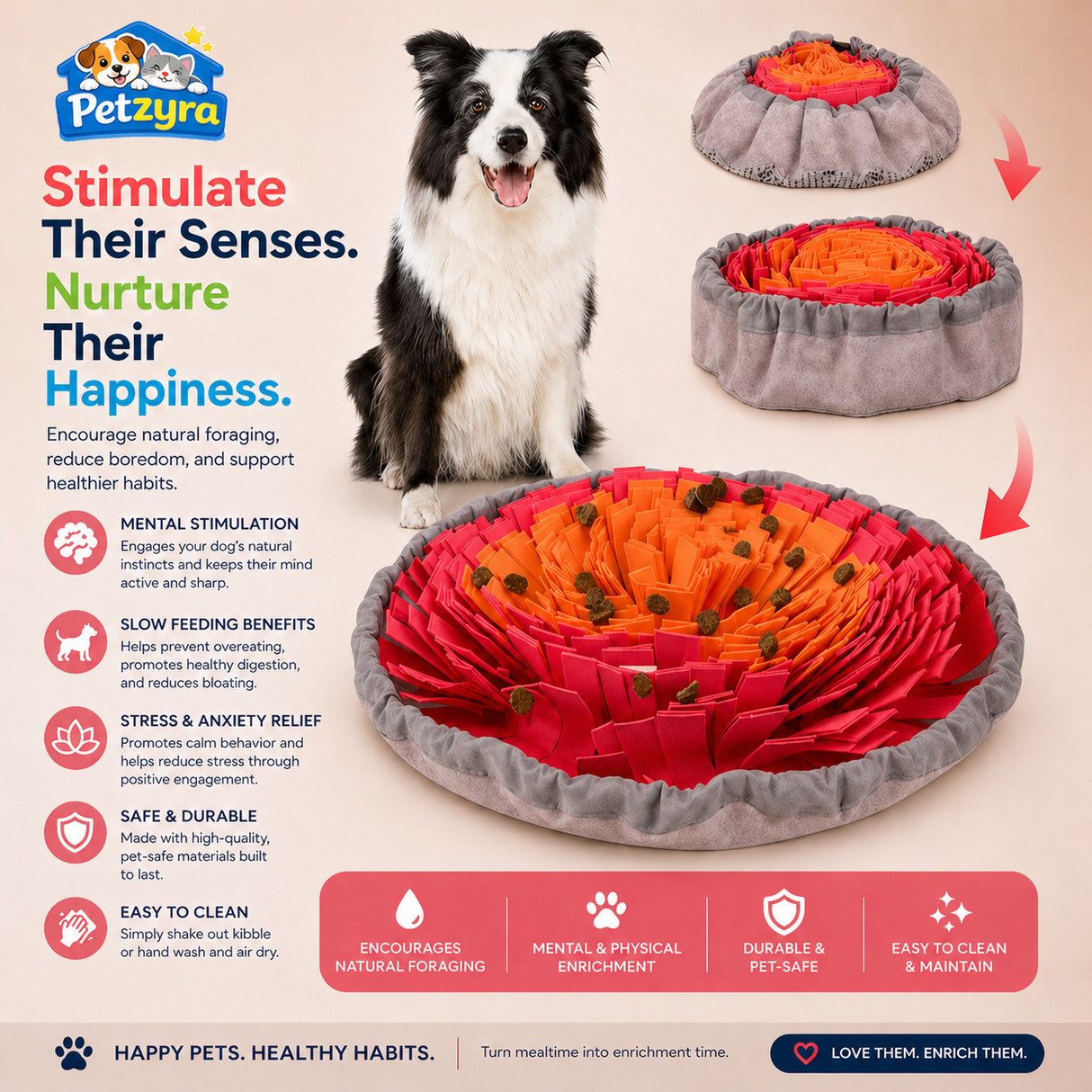 Dog Snuffle Mat - Slow Feeder Training Toy for Dogs