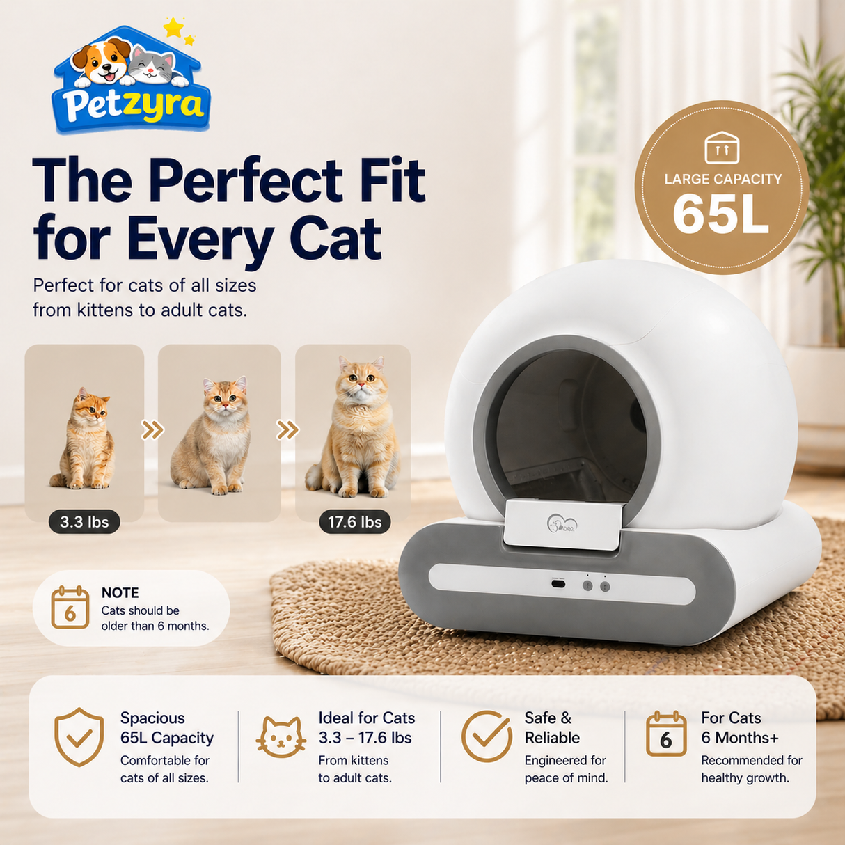 Self-Cleaning Cat Litter Box - Automatic App-Controlled