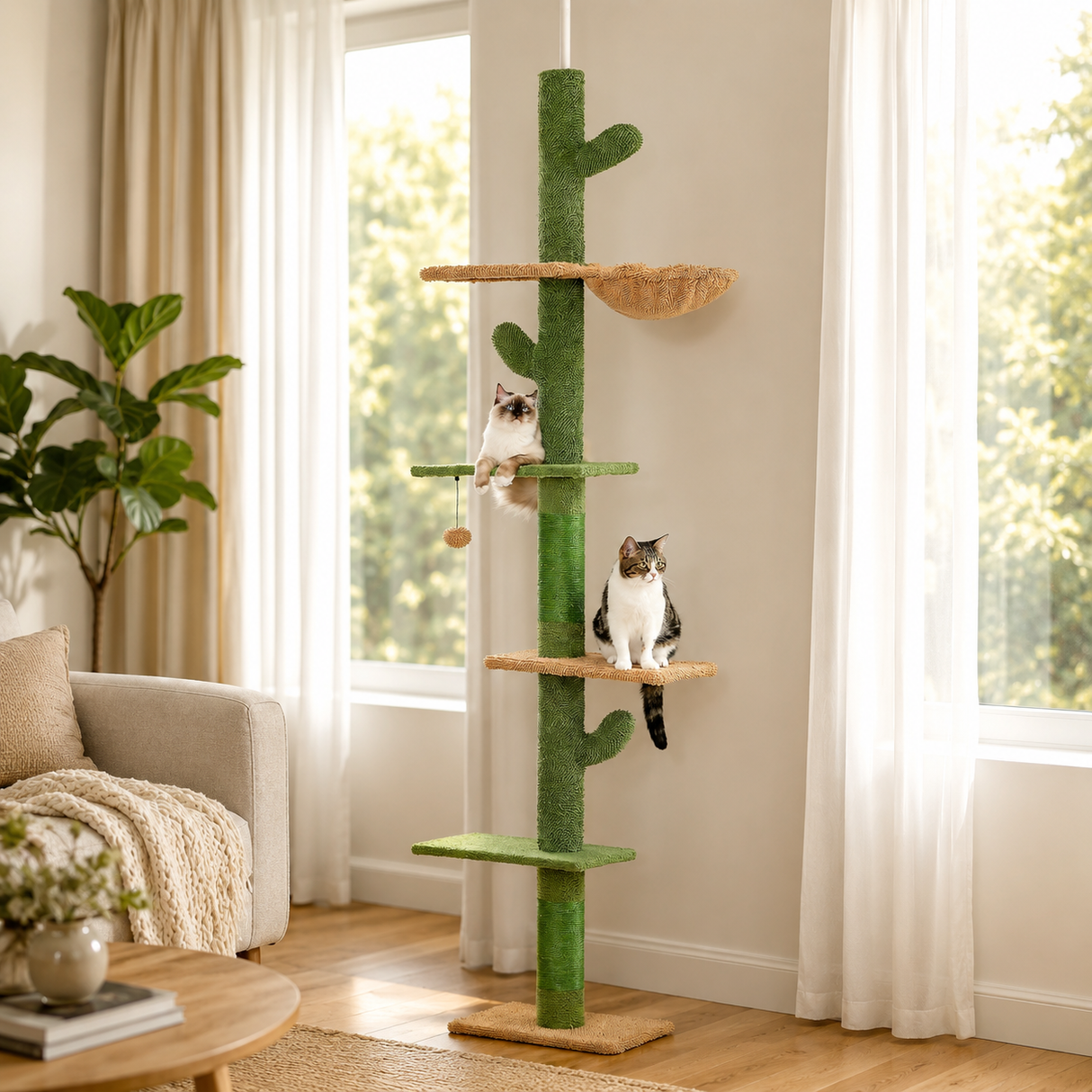 Cactus Cat Tree - Floor-to-Ceiling Climbing Tower