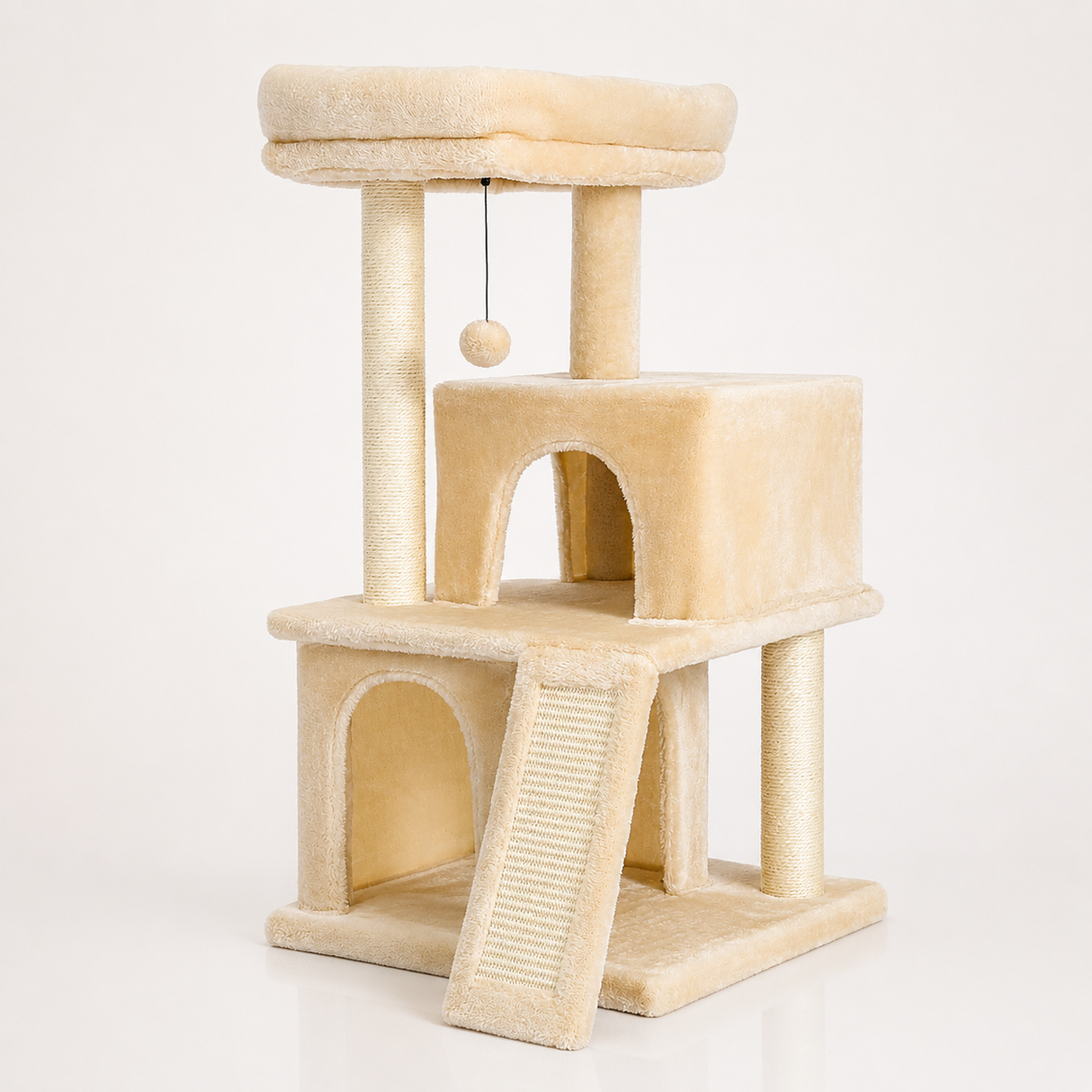 Spacious Cat Tree - Condo with Hammock & Scratching Ramp