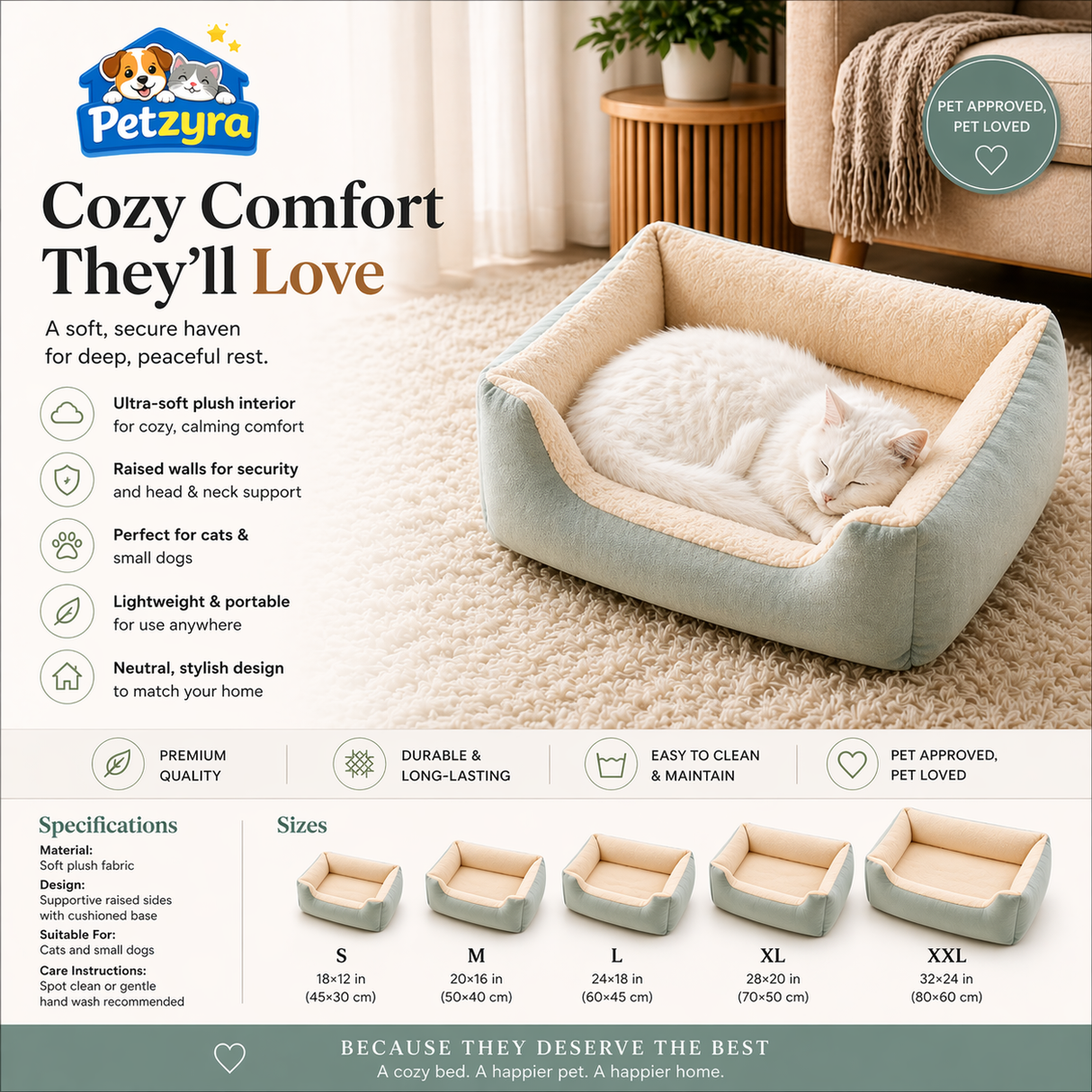 Cozy House Bed - Warm Indoor Coziness for Cats & Dogs