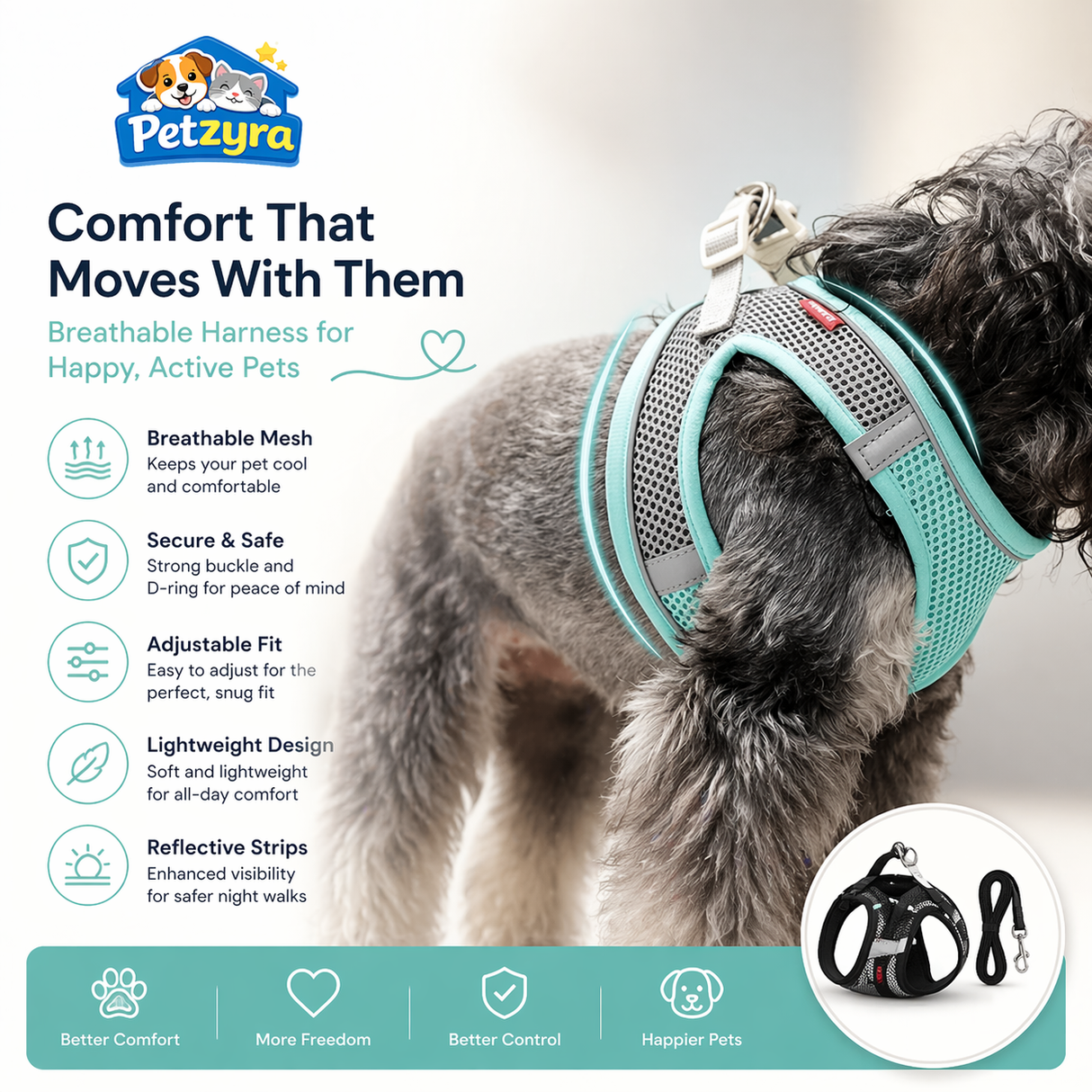 Puppy Harness Set - Adjustable Harness for Small Dogs