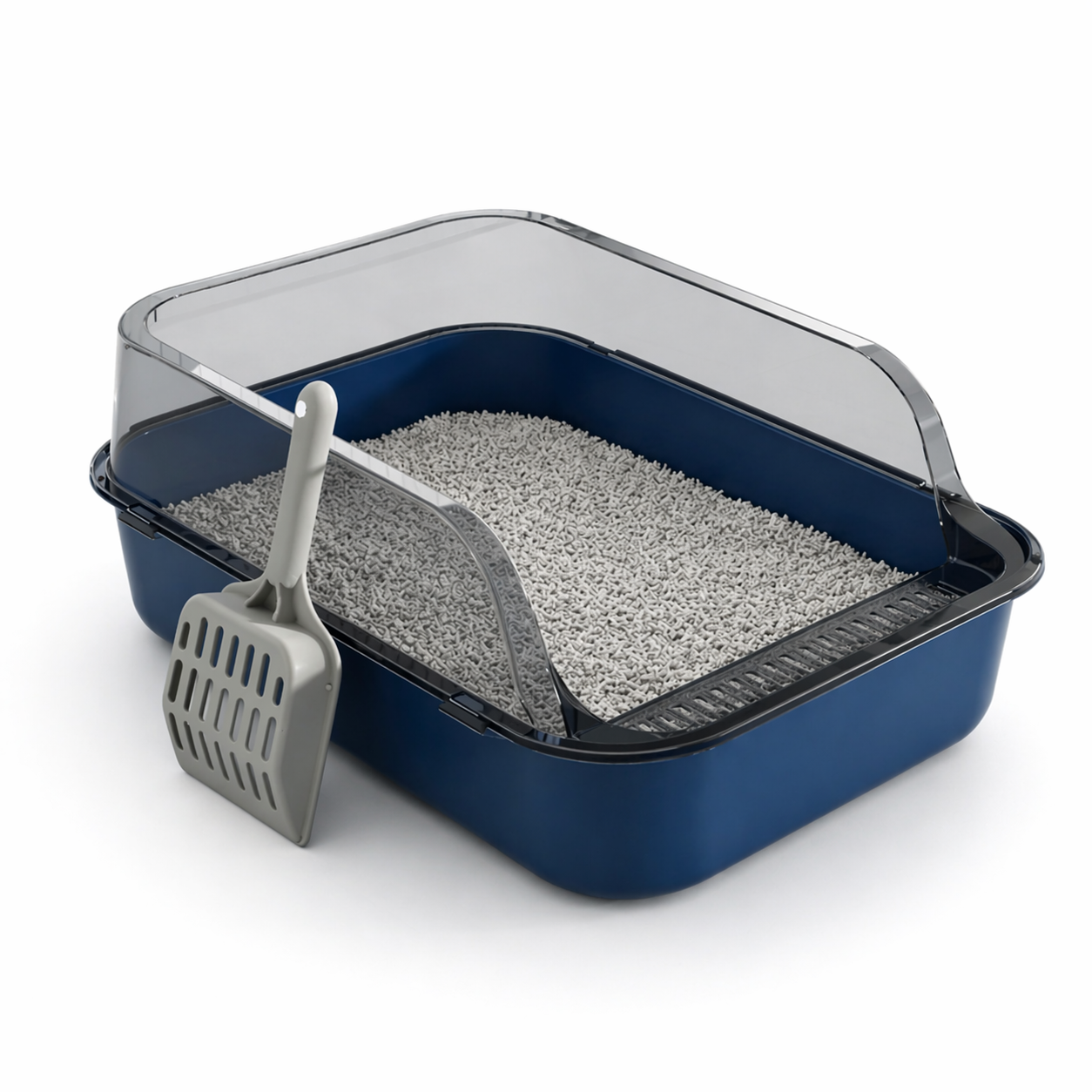 Semi-Enclosed Cat Litter Box - Splashproof Litter Tray