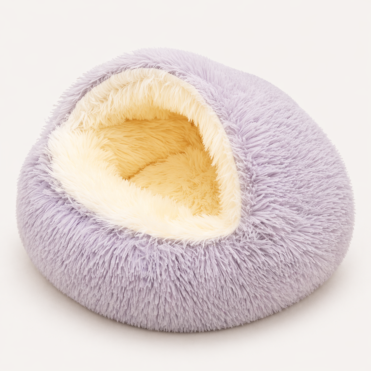 2-in-1 Plush Pet Cave Bed - Covered Nest for Cats & Small Dogs