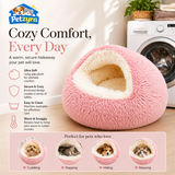 2-in-1 Plush Pet Cave Bed - Covered Nest for Cats & Small Dogs