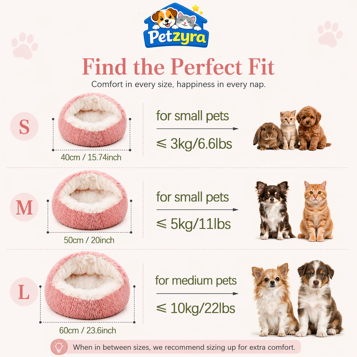2-in-1 Plush Pet Cave Bed - Covered Nest for Cats & Small Dogs