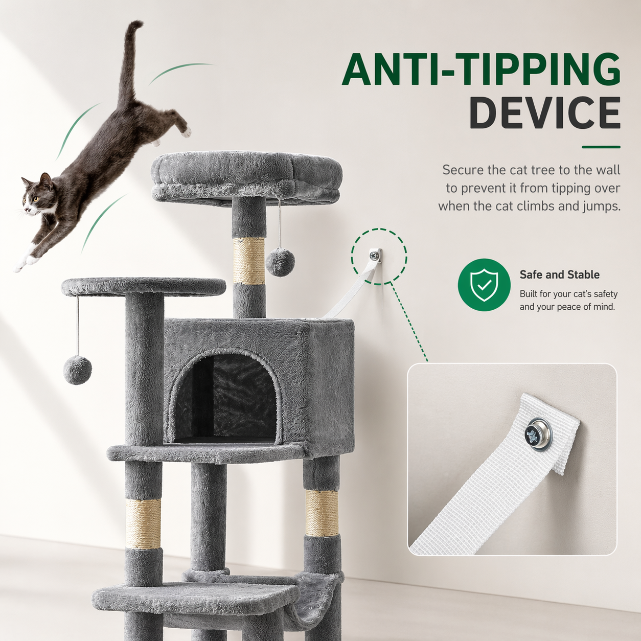 Tall Cat Tree Tower - Climbing Play Center for Indoor Cats