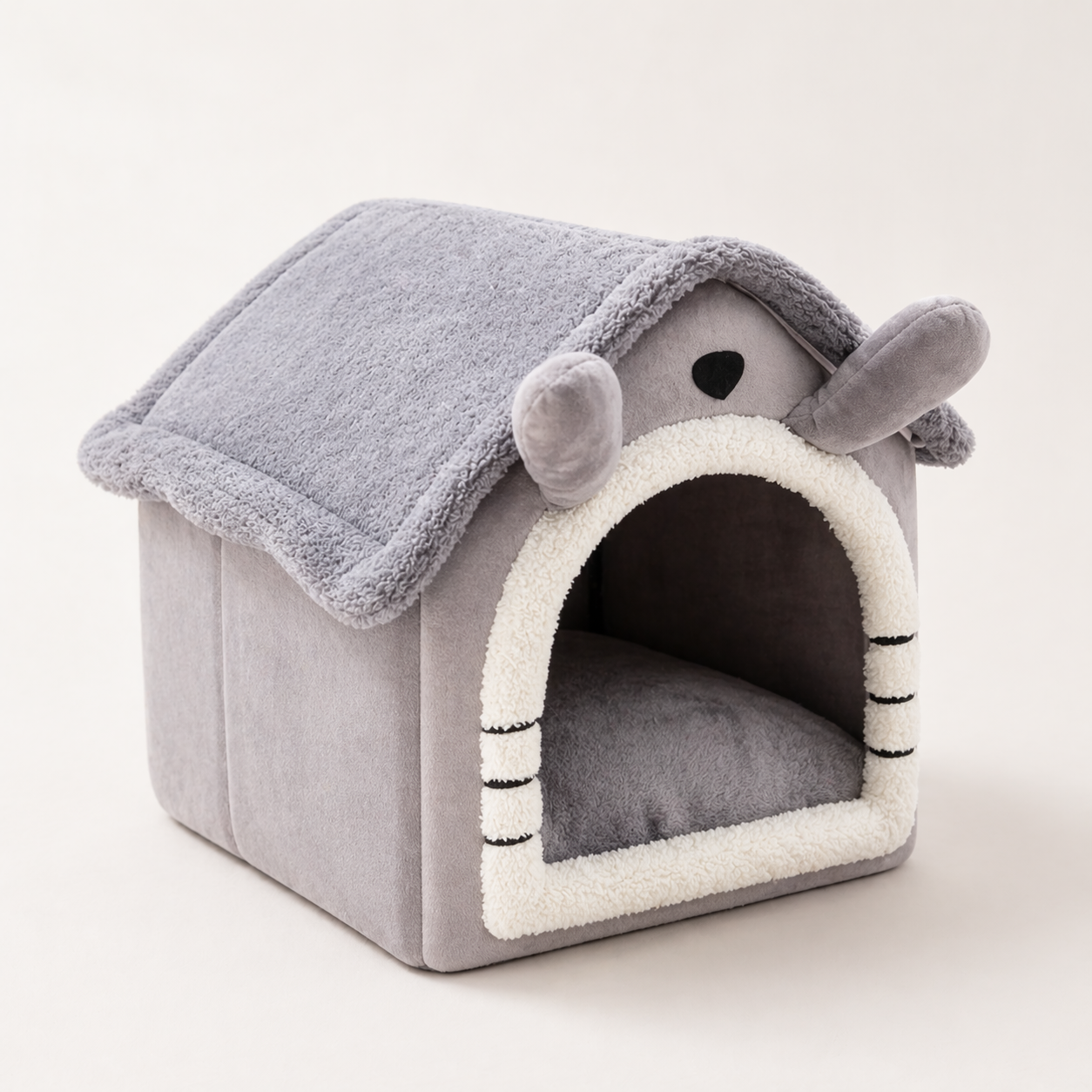 All-Season Pet House Bed - Warm Covered Bed for Cats & Dogs
