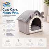 All-Season Pet House Bed - Warm Covered Bed for Cats & Dogs