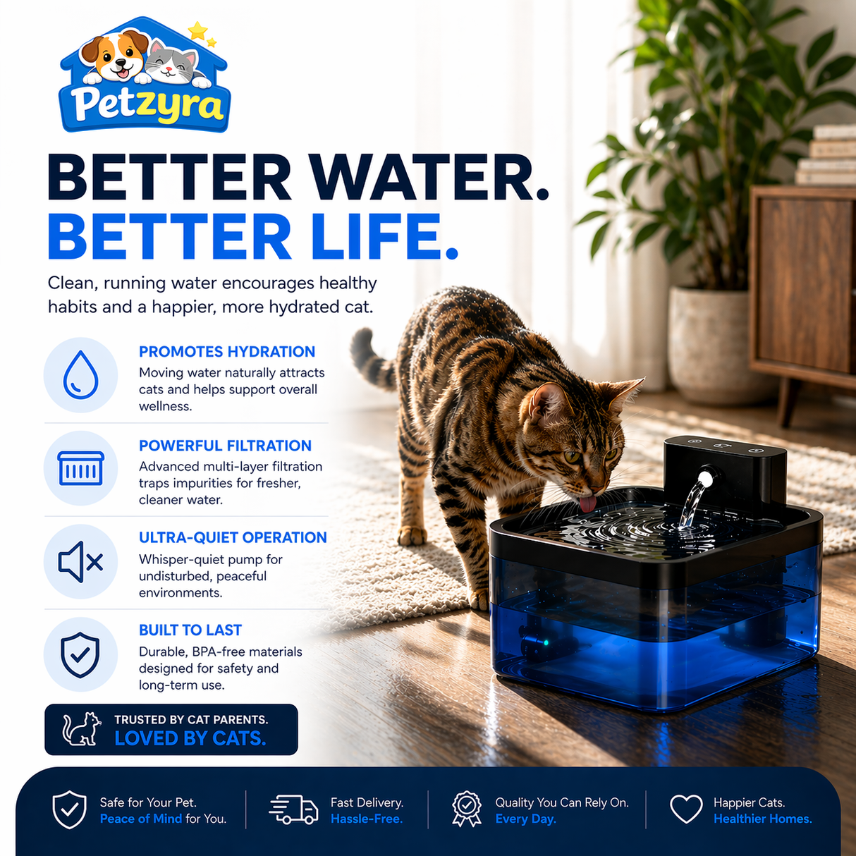 Wireless Cat Water Fountain - Motion Sensor Drinking Fountain