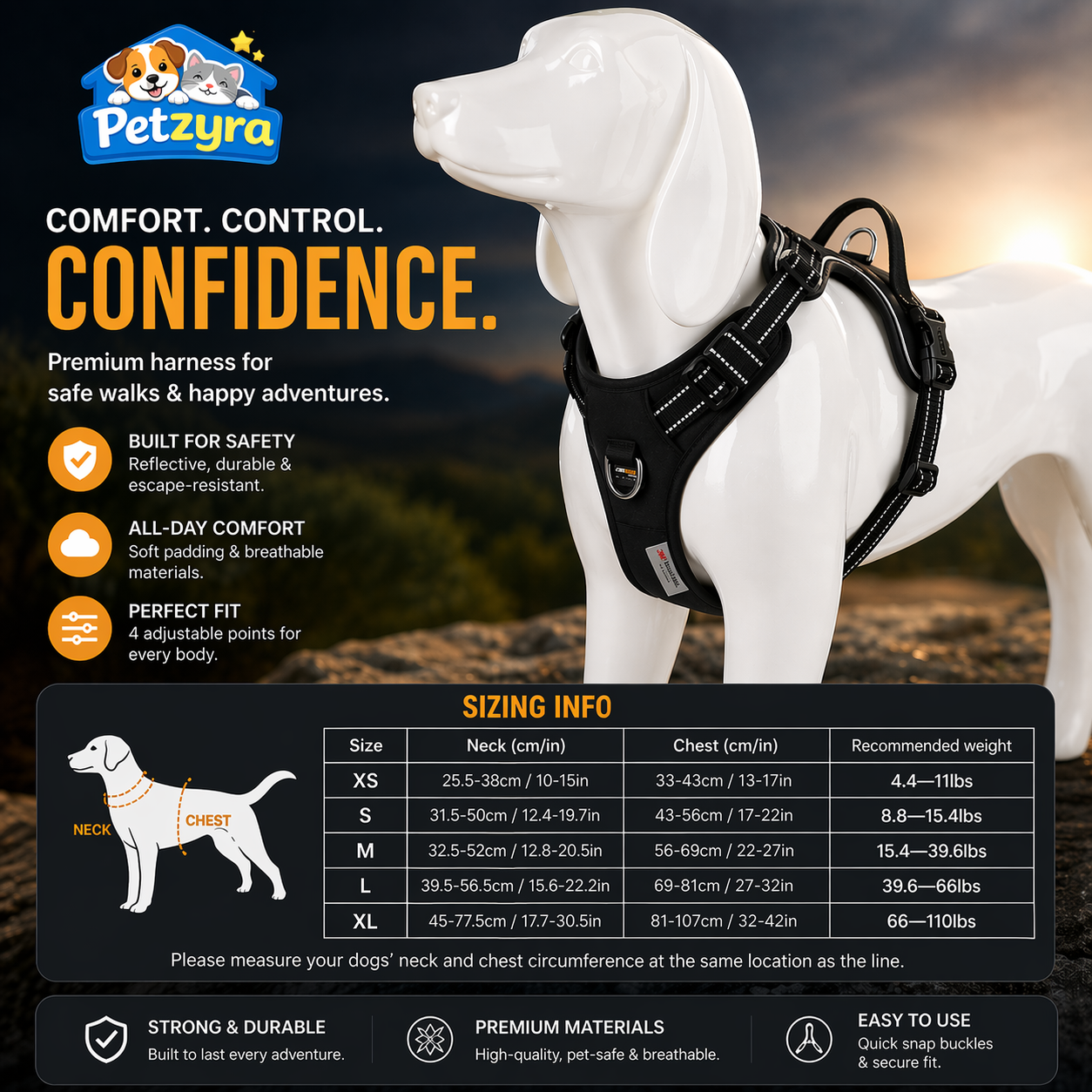 No-Pull Dog Harness - Reflective Adjustable Harness