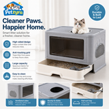Enclosed Cat Litter Box - Foldable Top Entry Design