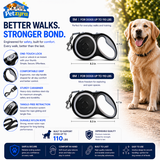 Retractable Dog Leash - Extendable Nylon Lead for Dogs