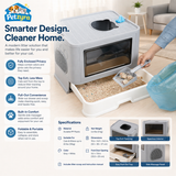 Enclosed Cat Litter Box - Foldable Top Entry Design