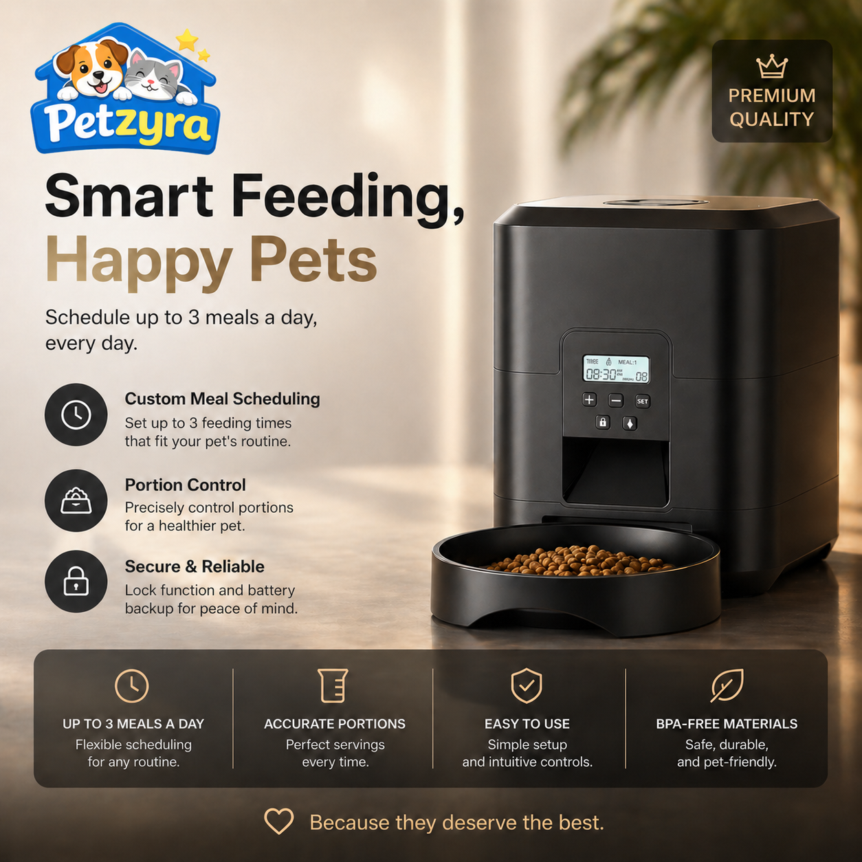 Automatic Pet Feeder - Timed Portion Dispenser for Cats & Dogs