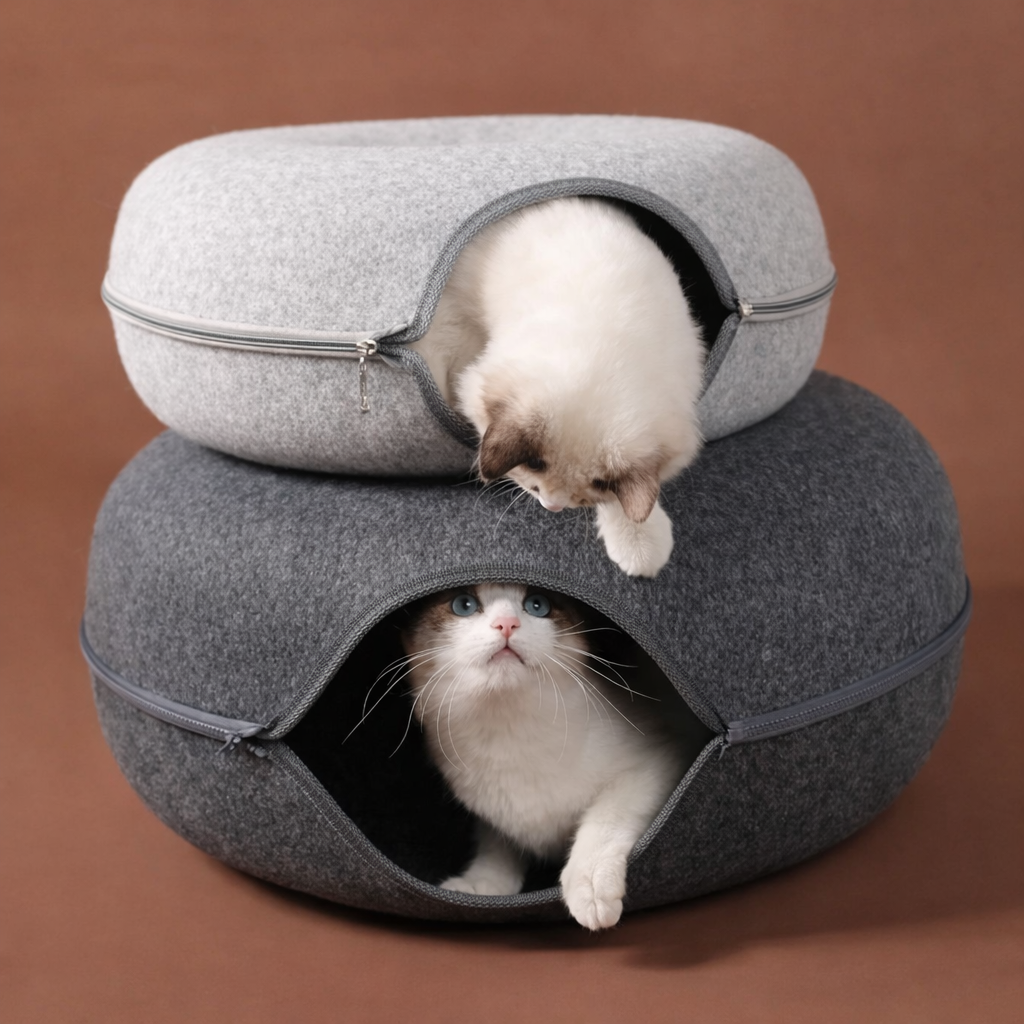 Tunnel Bed - 2-in-1 Hideout & Play Tunnel for Cats & Dogs