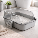 Semi-Enclosed Cat Litter Box - Splashproof Litter Tray