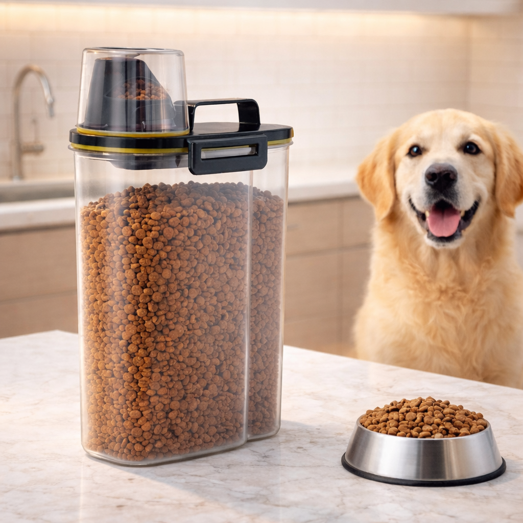 Airtight Pet Food Storage Container - Keeps Cat & Dog Food Fresh