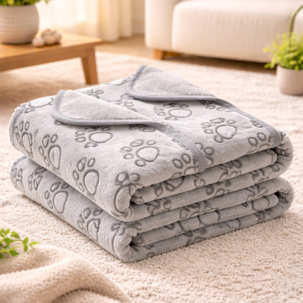Paw Print Pet Blanket - Soft Warm Blanket for Cats & Dogs