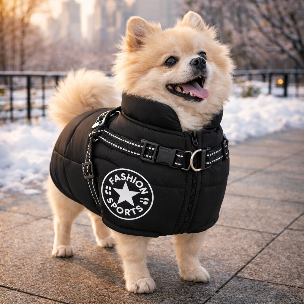 Winter Dog Jacket with Harness - Waterproof Coat