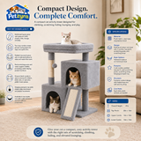 Spacious Cat Tree - Condo with Hammock & Scratching Ramp