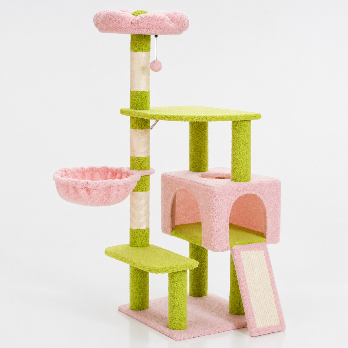 Flower Cat Tree - Condo, Perch & Scratching Ramp