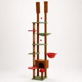 Wooden Floor-to-Ceiling Cat Tree - Adjustable Tower