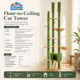 Wooden Floor-to-Ceiling Cat Tree - Adjustable Tower