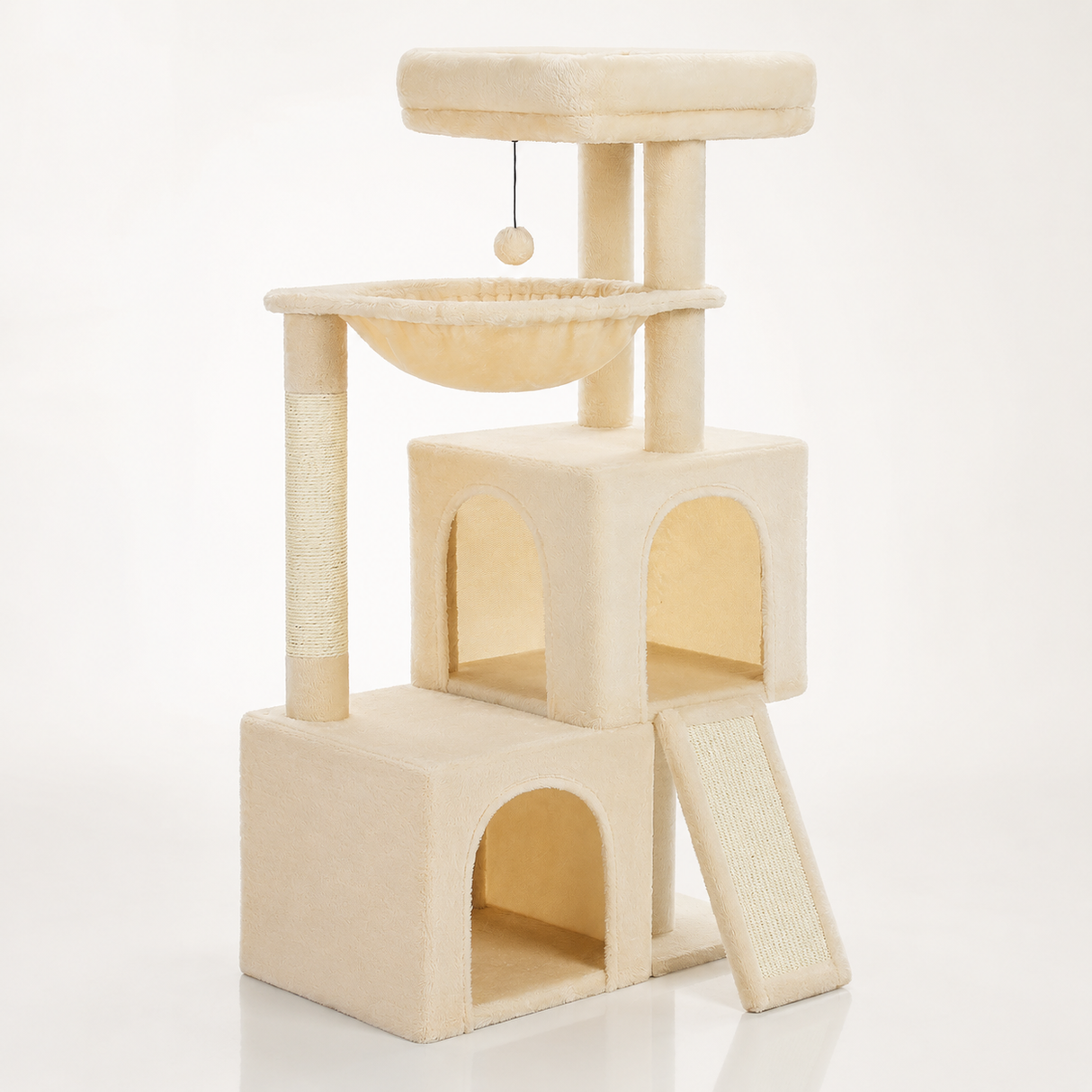Spacious Cat Tree - Condo with Hammock & Scratching Ramp