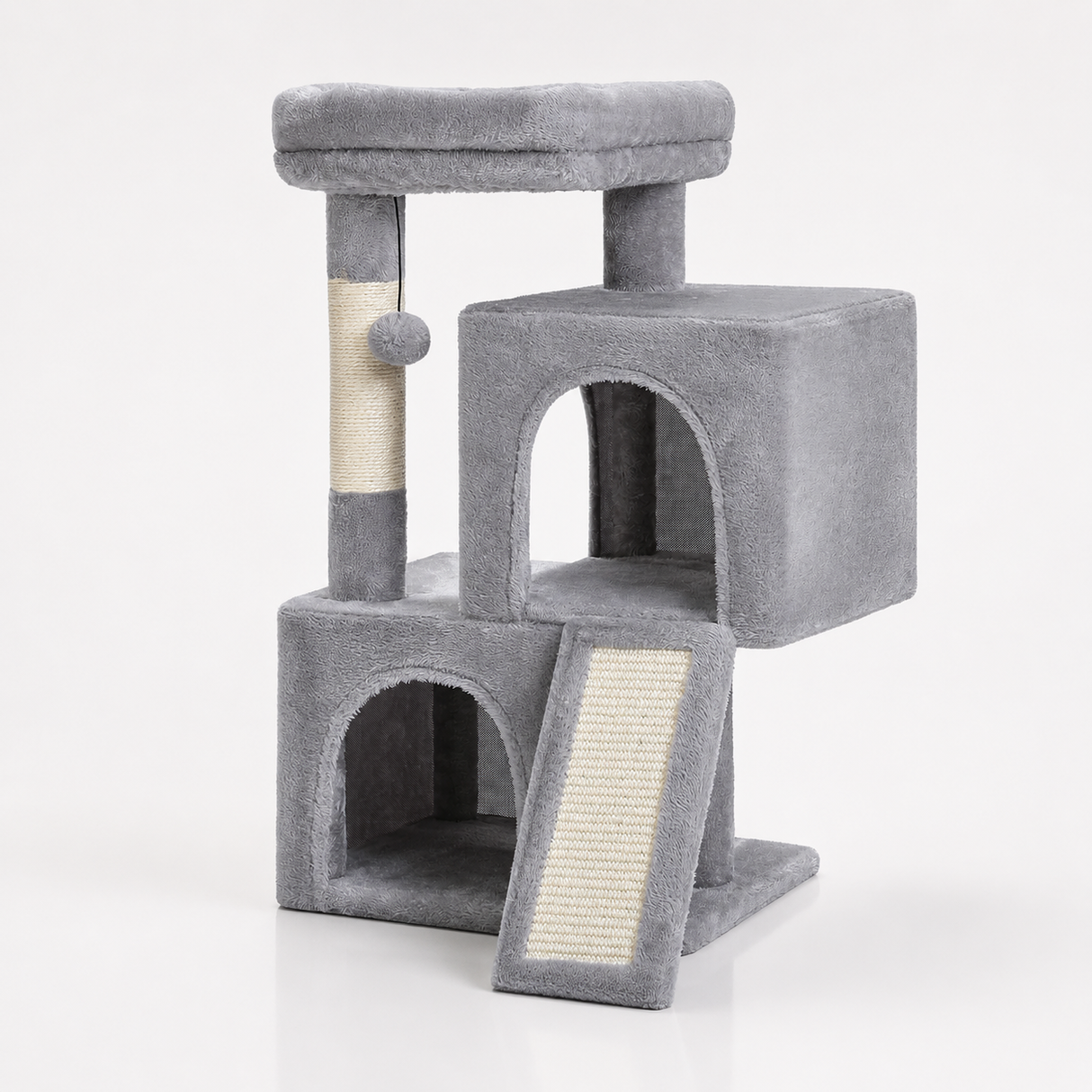 Spacious Cat Tree - Condo with Hammock & Scratching Ramp