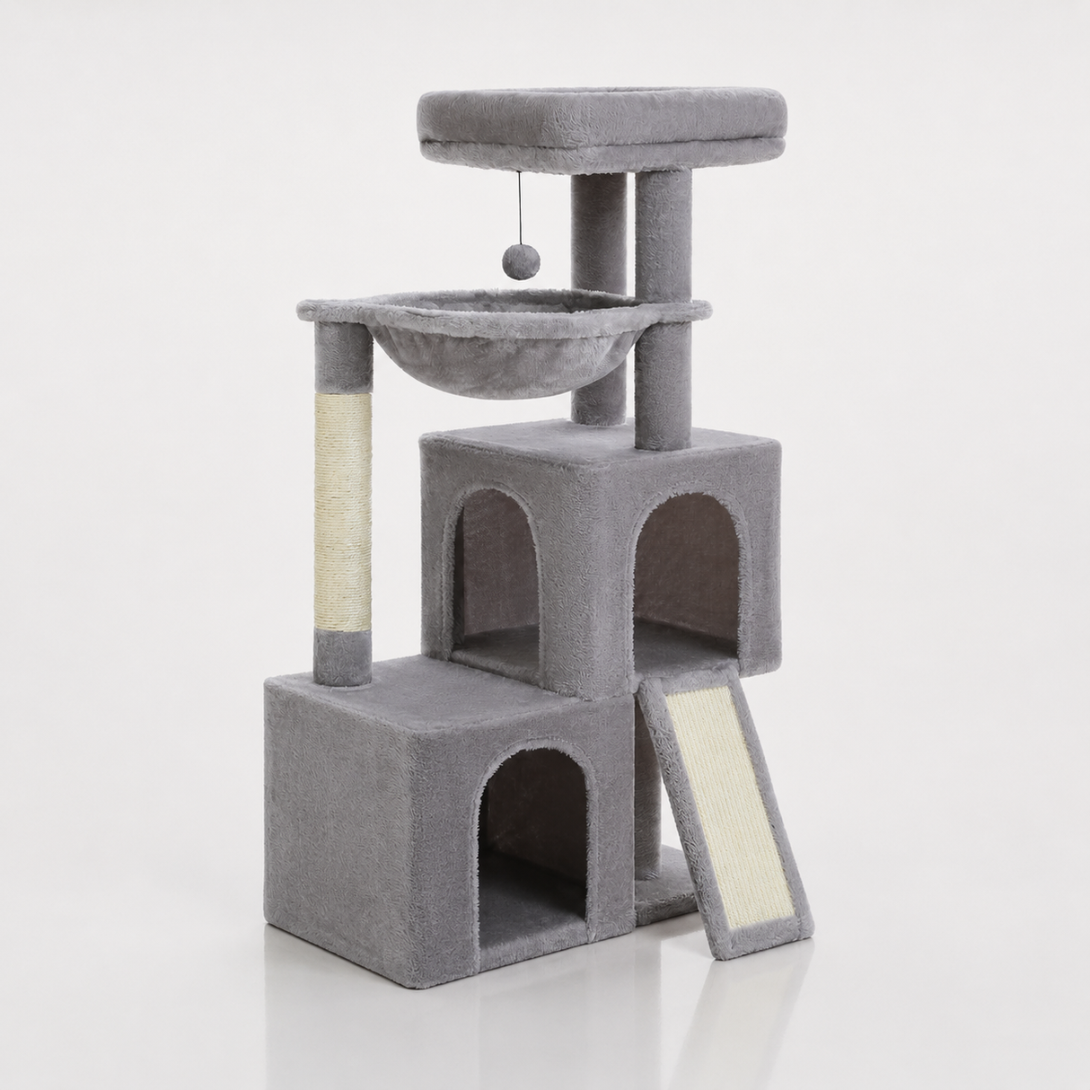 Spacious Cat Tree - Condo with Hammock & Scratching Ramp