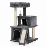 Spacious Cat Tree - Condo with Hammock & Scratching Ramp