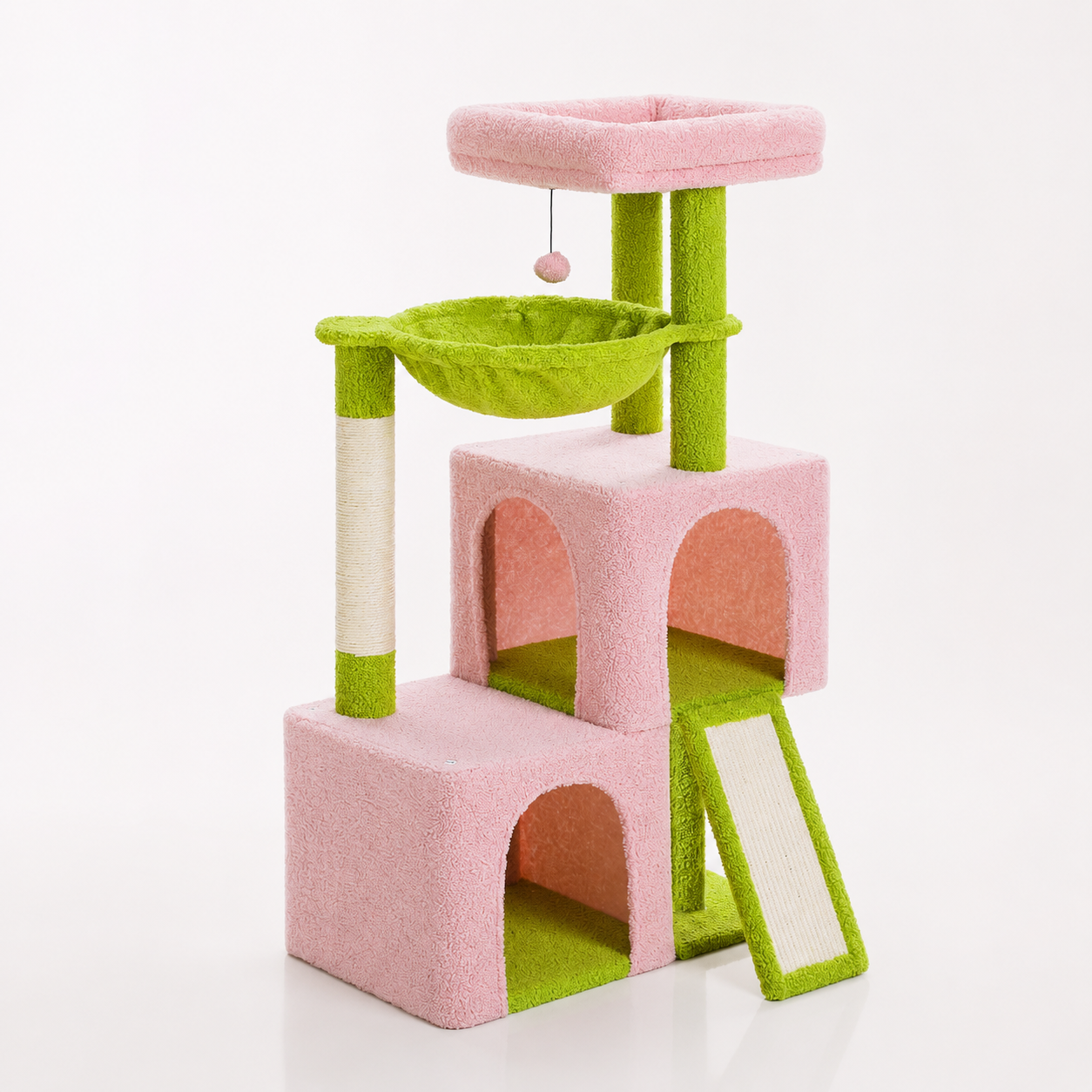 Spacious Cat Tree - Condo with Hammock & Scratching Ramp