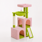 Spacious Cat Tree - Condo with Hammock & Scratching Ramp