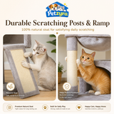 Spacious Cat Tree - Condo with Hammock & Scratching Ramp
