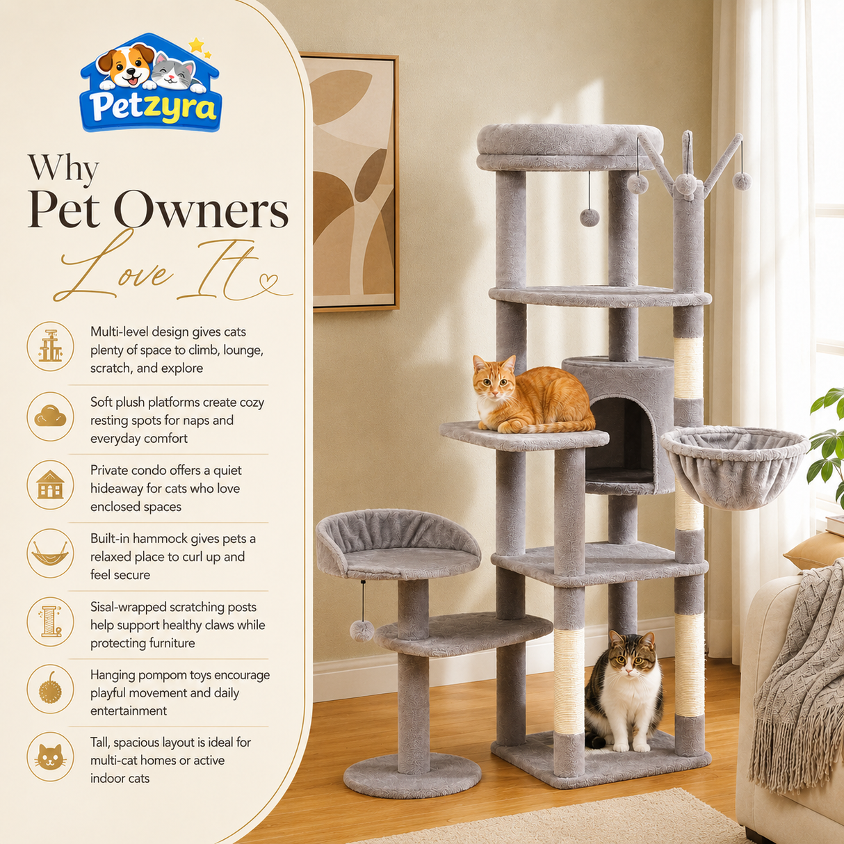 Multi-Level Cat Tree with Condo & Scratching Posts
