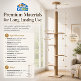 Floor-to-Ceiling Cat Tree - Adjustable Climbing Tower
