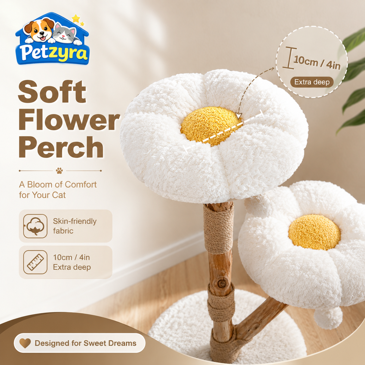 Flower Cat Tree - Cozy Floral Cat Tower