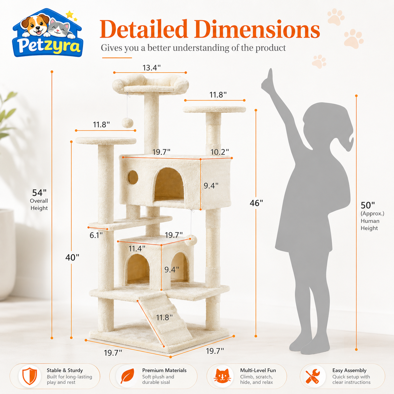 Large Multi-Level Cat Tree with Condos & Scratching Posts