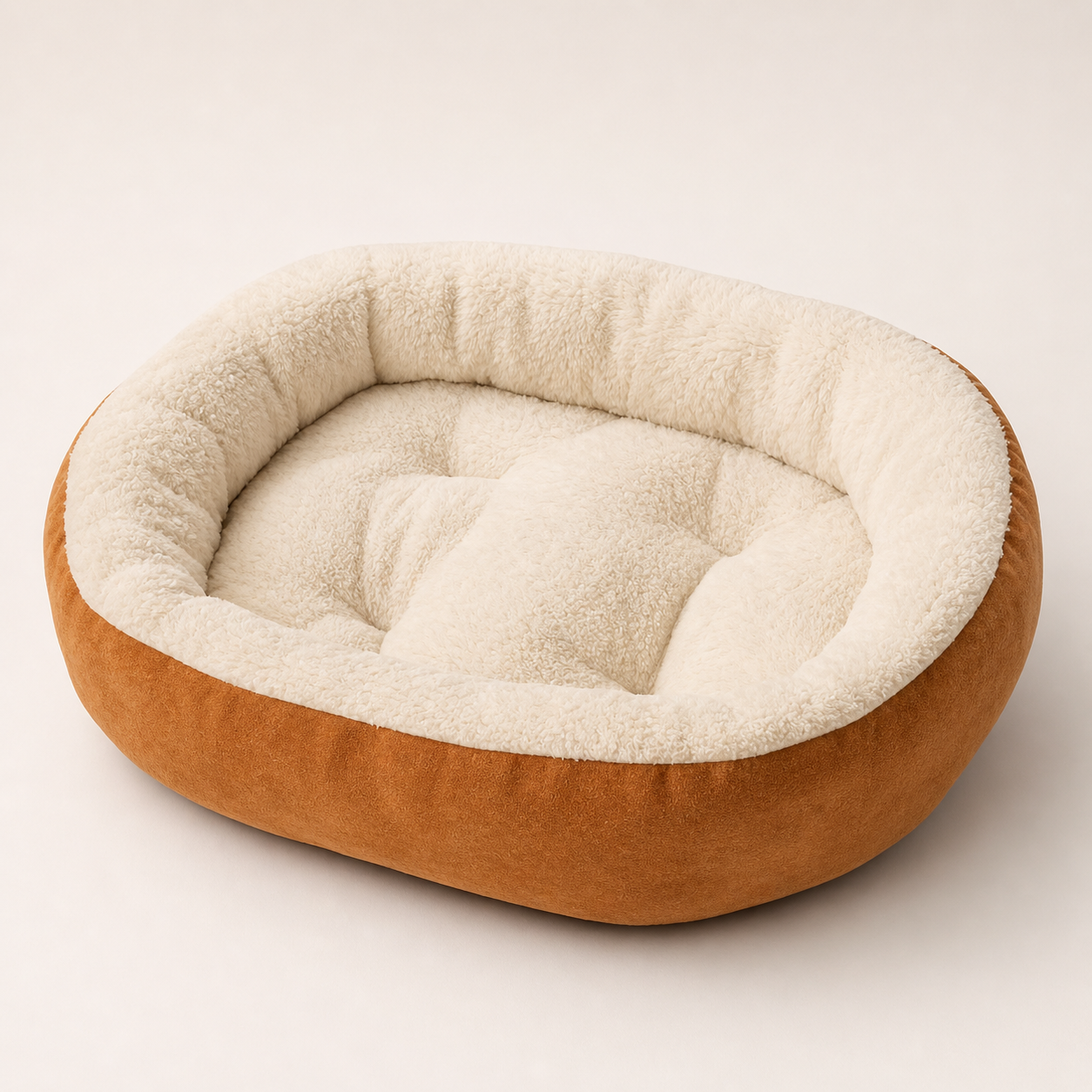 Cozy Oval Pet Bed - Warm Plush Bed for Cats & Dogs