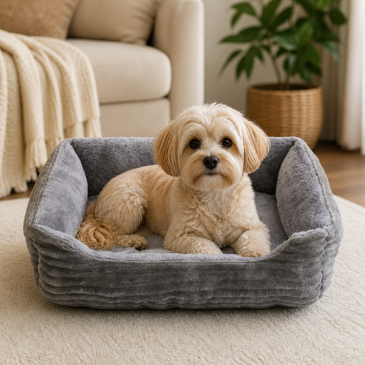 Comfort Plush Pet Sofa Bed - Deep Calming Rest