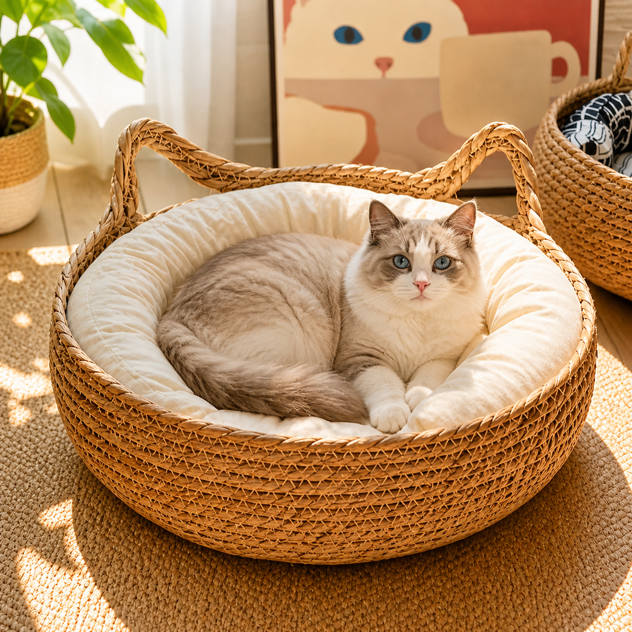 Woven Cat Bed - Handmade Comfort with Breathable Design
