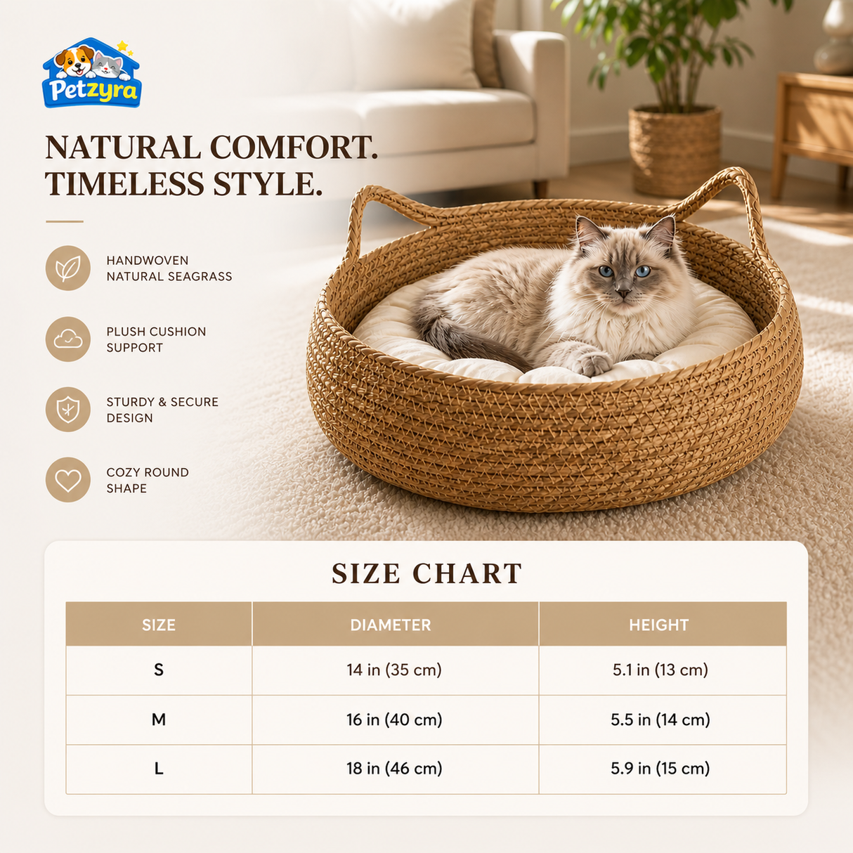 Woven Cat Bed - Handmade Comfort with Breathable Design