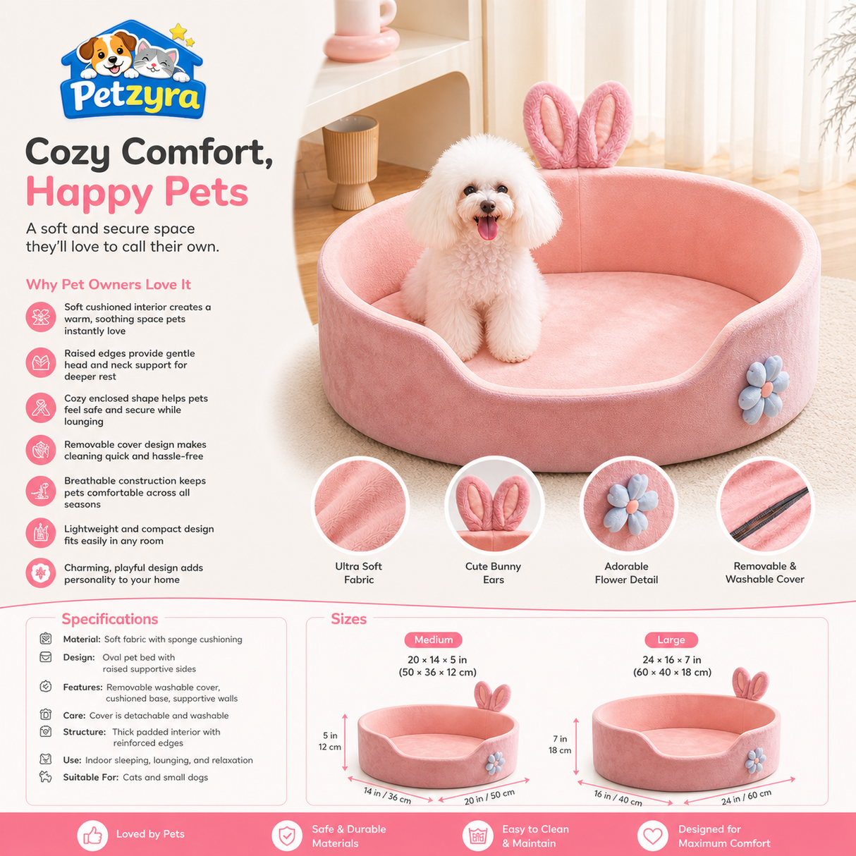 Nest Plush Pet Bed - Cozy, Supportive Comfort for Cats & Dogs