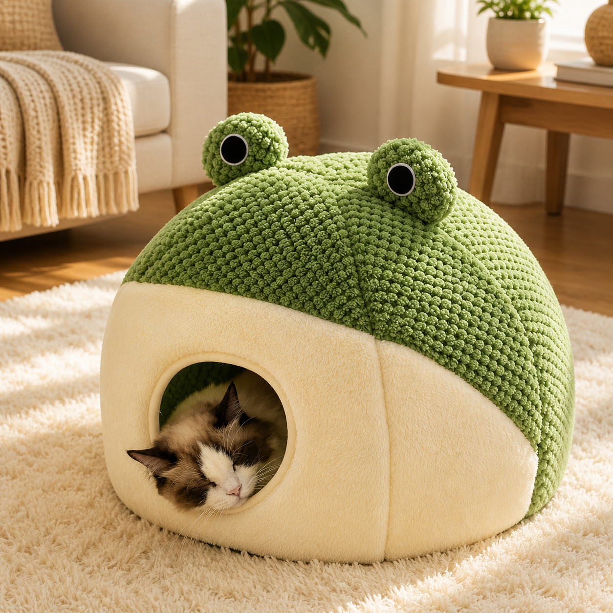 Frog Cozy Pet Bed - Playful Design with Warm, Secure Comfort