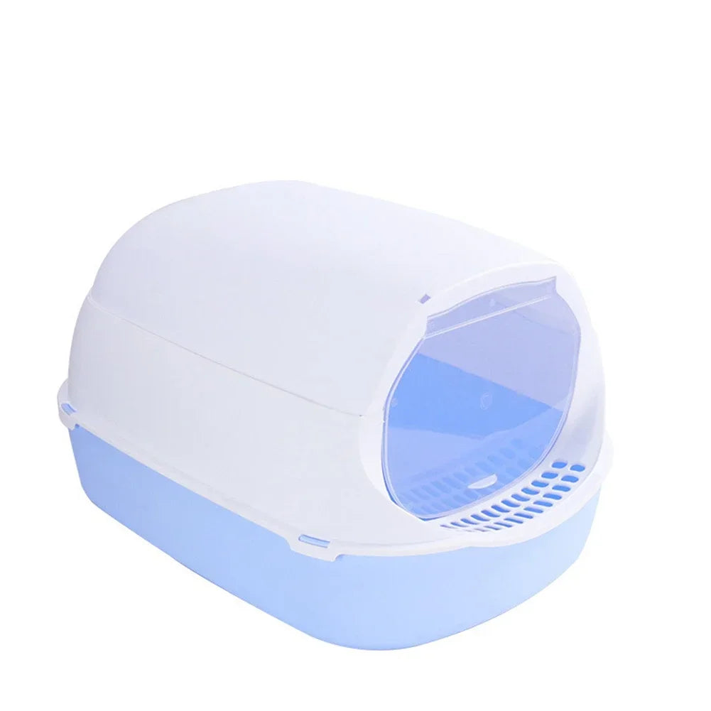 Semi-Enclosed Cat Litter Box - Splashproof Litter Tray