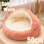2-in-1 Plush Pet Cave Bed - Covered Nest for Cats & Small Dogs